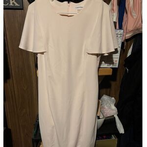 Calvin Klein Knee Length Dress Cream Color Size 8 Great Condition